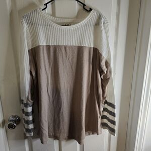 Maurices Women's Color Block Sweater - Cream and Brown